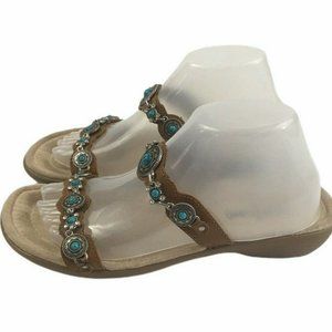 Minnetonka Boca Slide Tan Leather Slip On Sandals